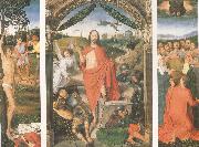 Hans Memling The Resurrection with the Martyrdom of st Sebastian and the Ascension a triptych (mk05) oil painting picture wholesale
